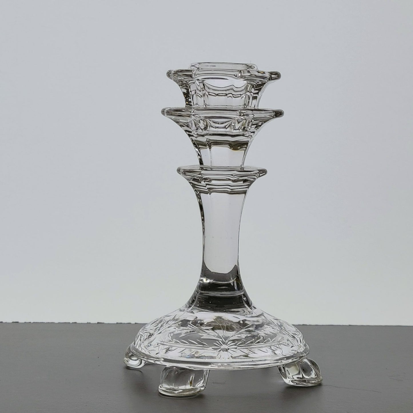 Fostoria Florentine Clear 5" Candlestick Holder, Set of 2