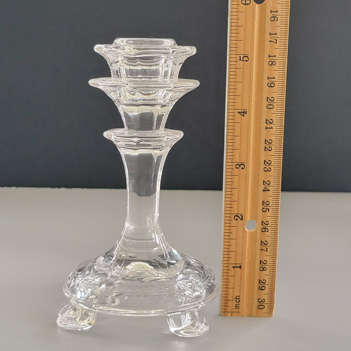 Fostoria Florentine Clear 5" Candlestick Holder, Set of 2