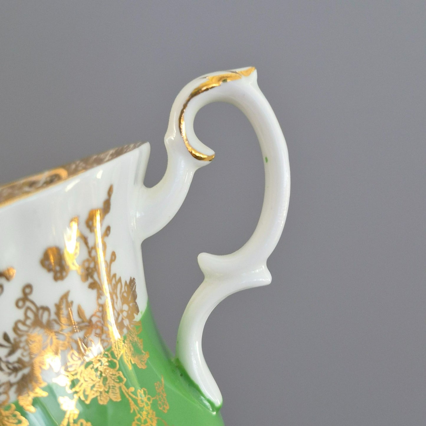 Royal Albert Regal Series Green & Gold Floral Demitasse Cup & Saucer, c.1970s England