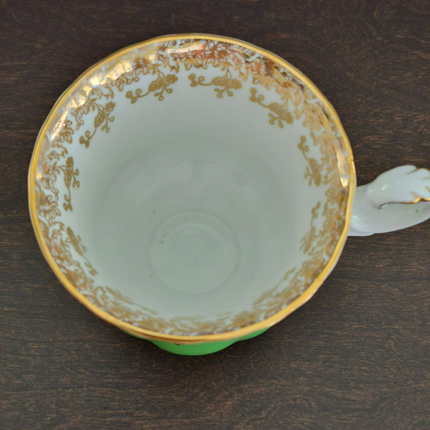 Royal Albert Regal Series Green & Gold Floral Demitasse Cup & Saucer, c.1970s England