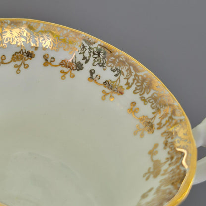 Royal Albert Regal Series Green & Gold Floral Demitasse Cup & Saucer, c.1970s England