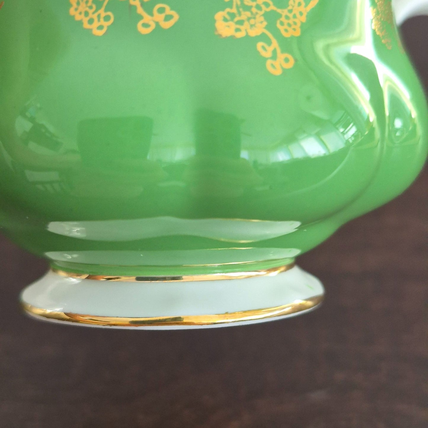 Royal Albert Regal Series Green & Gold Floral Demitasse Cup & Saucer, c.1970s England
