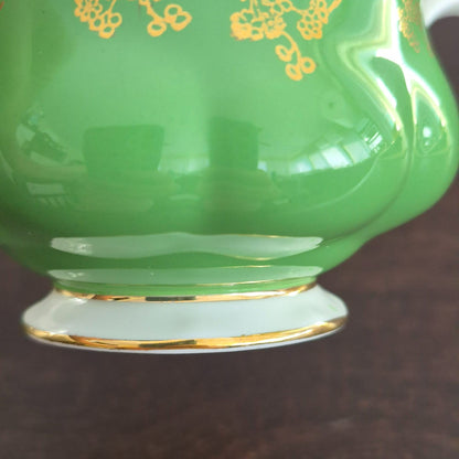 Royal Albert Regal Series Green & Gold Floral Demitasse Cup & Saucer, c.1970s England