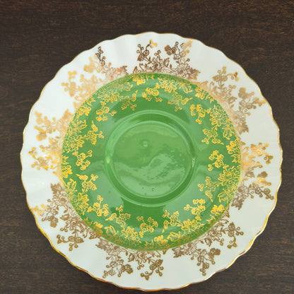 Royal Albert Regal Series Green & Gold Floral Demitasse Cup & Saucer, c.1970s England