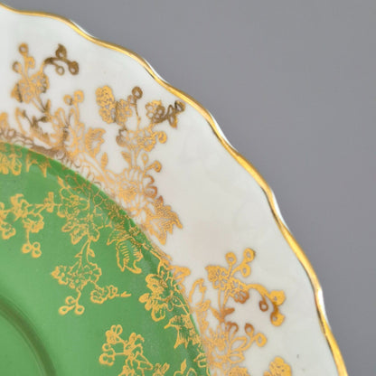 Royal Albert Regal Series Green & Gold Floral Demitasse Cup & Saucer, c.1970s England
