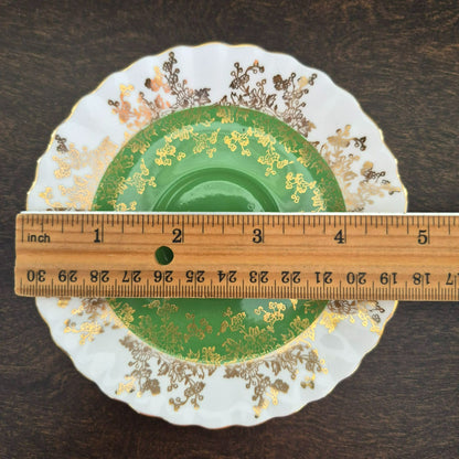 Royal Albert Regal Series Green & Gold Floral Demitasse Cup & Saucer, c.1970s England