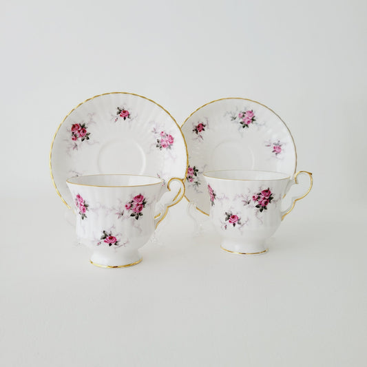 Princess House Windsor Rose Teacup & Saucer, 2 Sets