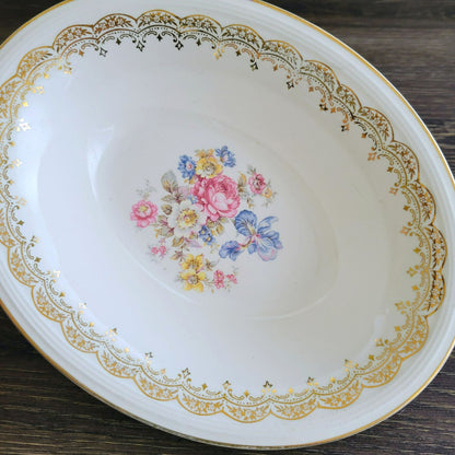 Edwin Knowles Priscilla 9" Oval Serving Bowl, c.1940s USA