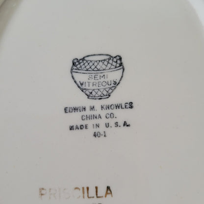 Edwin Knowles Priscilla 9" Oval Serving Bowl, c.1940s USA