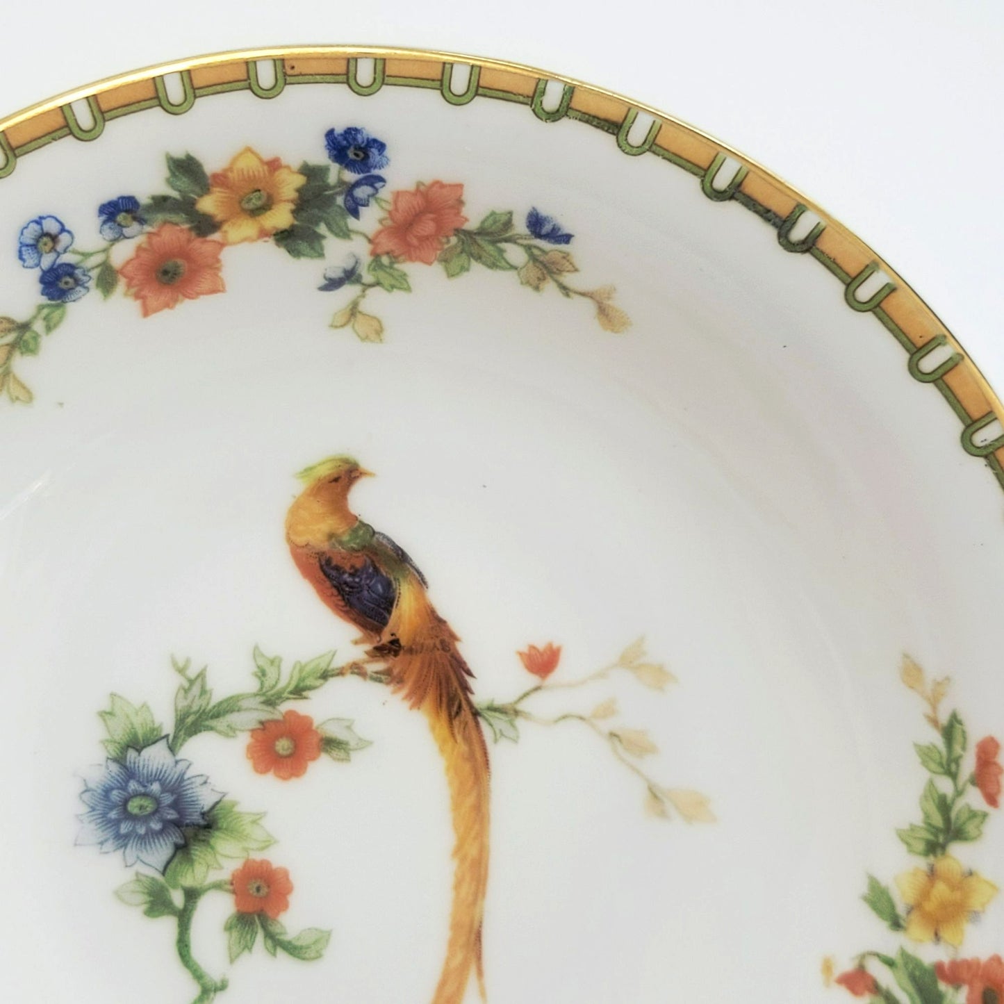 MZ Altrohlau Golden Pheasant Dessert Bowl Set of 2, c.1910s Czechoslovakia
