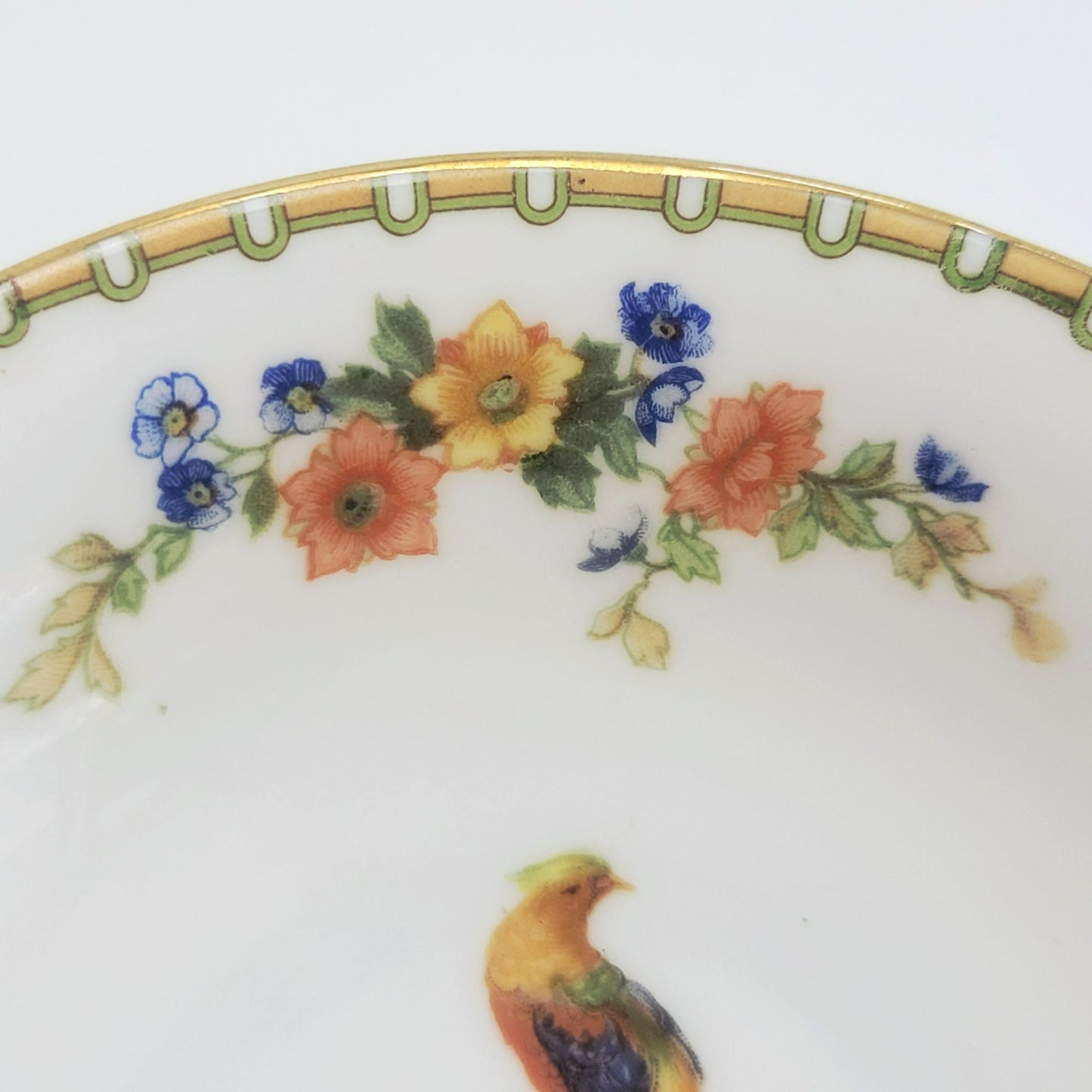 MZ Altrohlau Golden Pheasant Dessert Bowl Set of 2, c.1910s Czechoslovakia