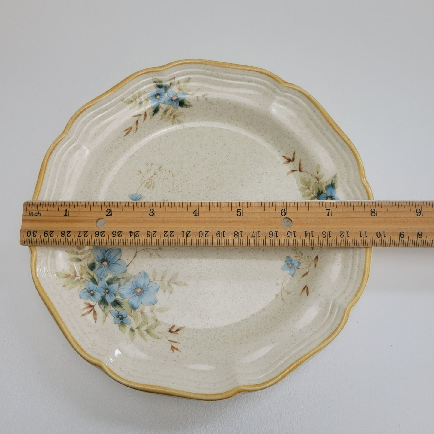 One of a Kind Vintage Mismatched 2 Tiered Dessert Stand, Blue & Beige, Floral Pattern