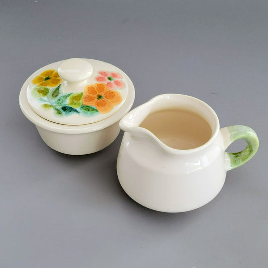 Franciscan Floral Creamer & Sugar Bowl, c.1970s USA
