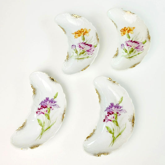 Hand Painted Floral Side Plate Set of 4, c.1928-32 Silesien Germany