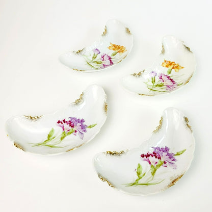 Hand Painted Floral Side Plate Set of 4, c.1928-32 Silesien Germany