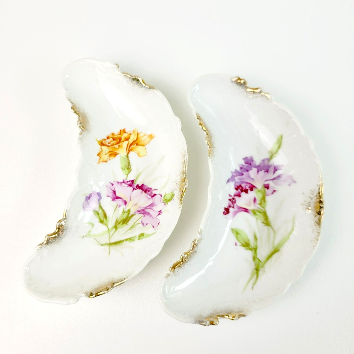 Hand Painted Floral Side Plate Set of 4, c.1928-32 Silesien Germany