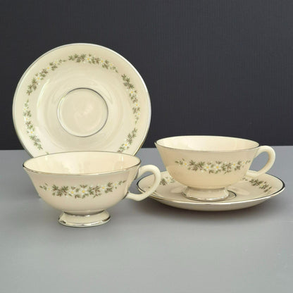Lenox "Brookdale" Footed Cup & Saucer, 2 Sets, c.1963-93 USA