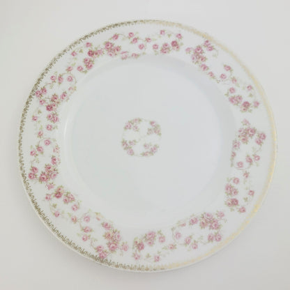 Royal Bayreuth Pink Floral Dinner Plate, c.1902-46 Germany