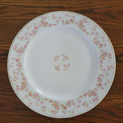 Royal Bayreuth Pink Floral Dinner Plate, c.1902-46 Germany