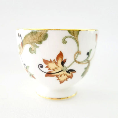 Wedgwood Oberon Footed Teacup & Saucer, Beige Green & Rust Floral Paisley Design, England