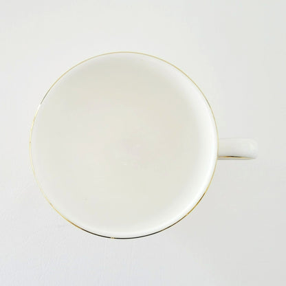 Wedgwood Oberon Footed Teacup & Saucer, Beige Green & Rust Floral Paisley Design, England