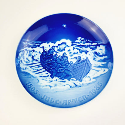 Vintage B&G 1985 Annual Christmas Jubilee Wall Plate, Lifeboat at Work, Made in Denmark