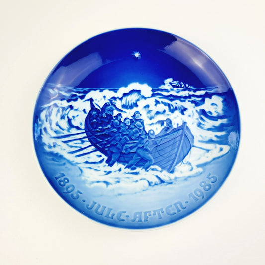 Vintage B&G 1985 Annual Christmas Jubilee Wall Plate, Lifeboat at Work, Made in Denmark