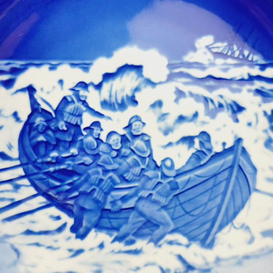 Vintage B&G 1985 Annual Christmas Jubilee Wall Plate, Lifeboat at Work, Made in Denmark