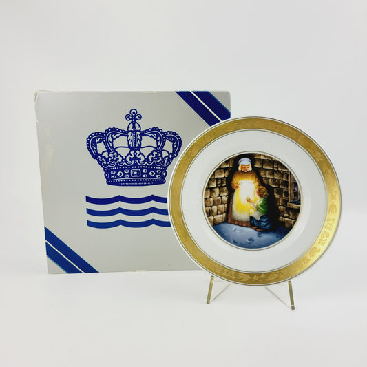 Royal Copenhagen The Little Match Girl Hans Christian Andersen Fairy Tale Plate, Gold Trim with Etched Design, c.1975-76 Denmark