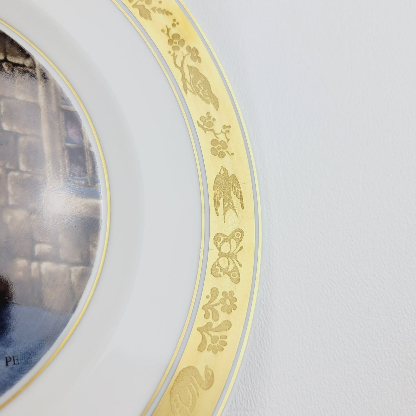 Royal Copenhagen The Little Match Girl Hans Christian Andersen Fairy Tale Plate, Gold Trim with Etched Design, c.1975-76 Denmark