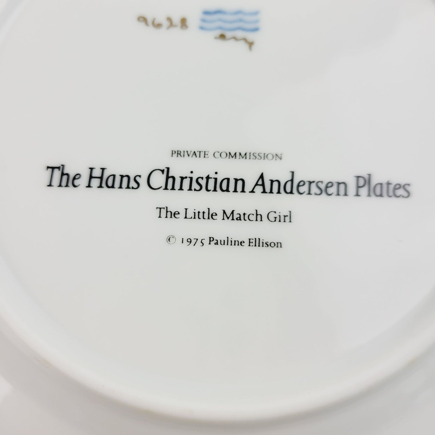 Royal Copenhagen The Little Match Girl Hans Christian Andersen Fairy Tale Plate, Gold Trim with Etched Design, c.1975-76 Denmark