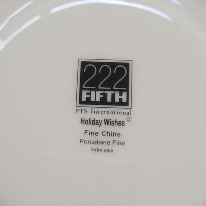 222 Fifth Holiday Wishes & Poinsettia Holly Cup & Saucer, 2 Sets