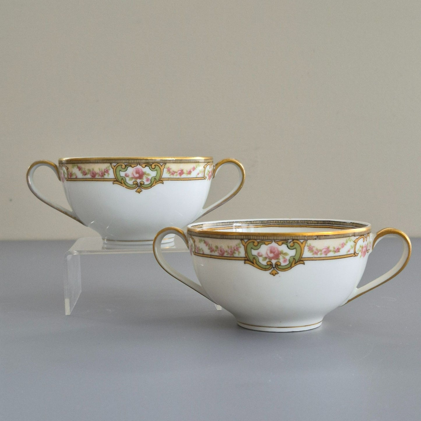 Haviland "Belford" Bouillon Cup Set of 2, Limoges France c.1903-1925