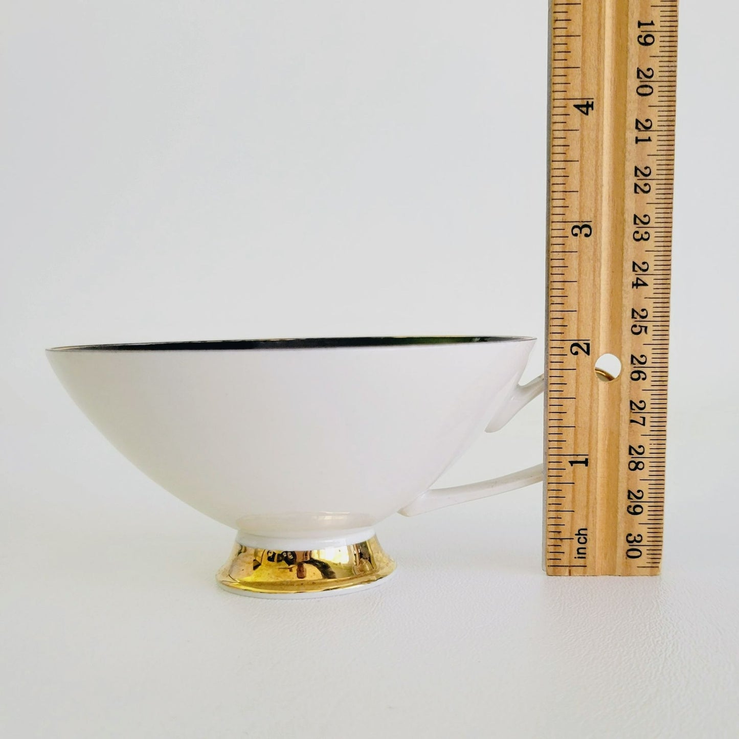 Vintage German Heavy Gold Teacup, Saucer & Plate Set Gold Cream and Black Art Deco, Reme Qualitative Porzellan Western Germany