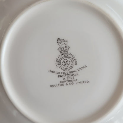 Vintage Royal Doulton Pastorale Teacup & Saucer, 2 Sets, c.1970-90s England