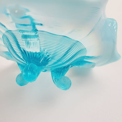 Northwood Klondyke Blue Opalescent 3-Toed Triangular Bowl