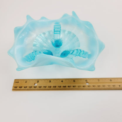 Northwood Klondyke Blue Opalescent 3-Toed Triangular Bowl