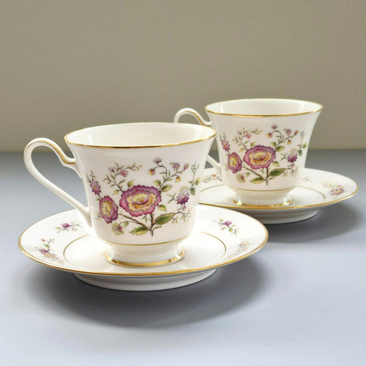 Noritake "Asian Song" Teacup & Saucer, 2 Sets, c.1972-86 Japan