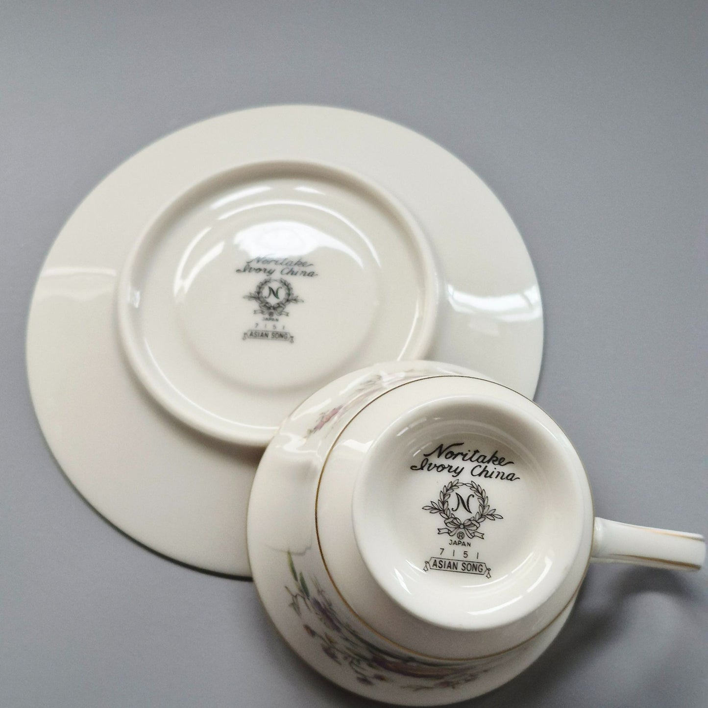 Noritake "Asian Song" Teacup & Saucer, 2 Sets, c.1972-86 Japan