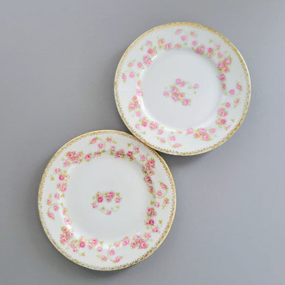 Royal Bayreuth Bridal Rose Tapestry Bread Plate, Set of 2, Germany c.1902-46