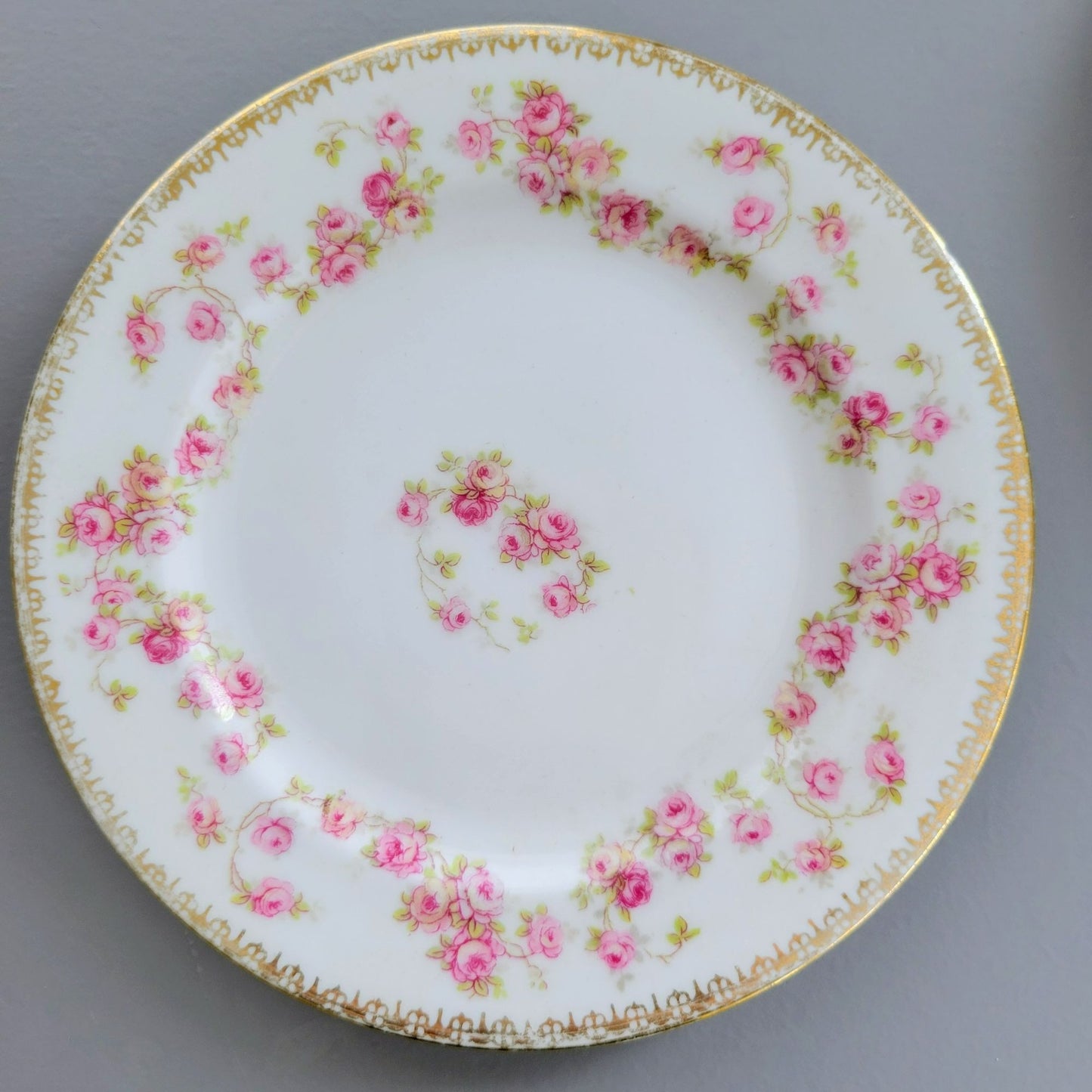 Royal Bayreuth Bridal Rose Tapestry Bread Plate, Set of 2, Germany c.1902-46
