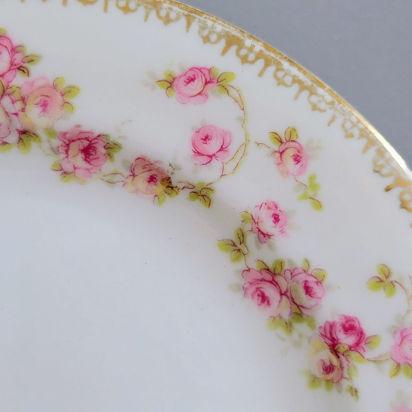 Royal Bayreuth Bridal Rose Tapestry Bread Plate, Set of 2, Germany c.1902-46