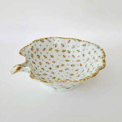Vienna Porcelain Chintz Floral Leaf Bowl, Made in Austria