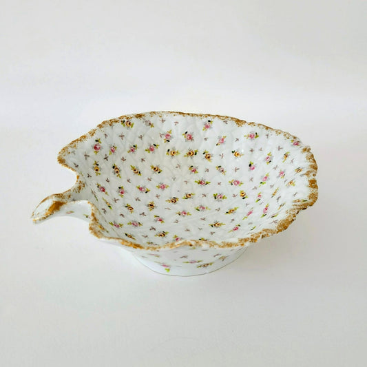 Vienna Porcelain Chintz Floral Leaf Bowl, Made in Austria
