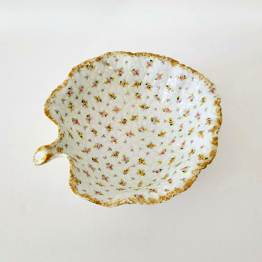 Vienna Porcelain Chintz Floral Leaf Bowl, Made in Austria