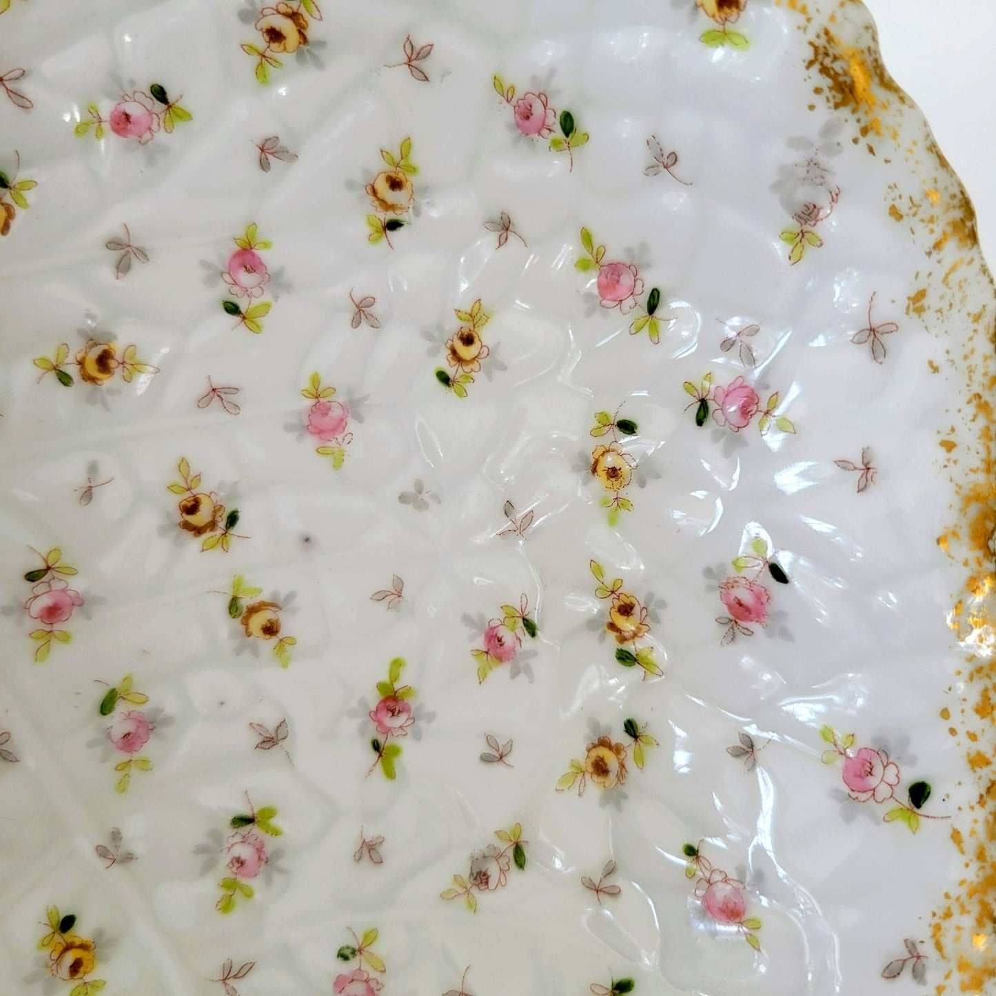 Vienna Porcelain Chintz Floral Leaf Bowl, Made in Austria