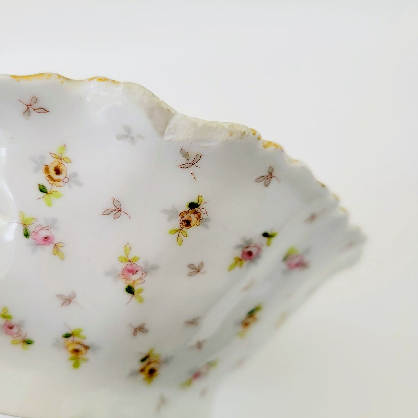 Vienna Porcelain Chintz Floral Leaf Bowl, Made in Austria