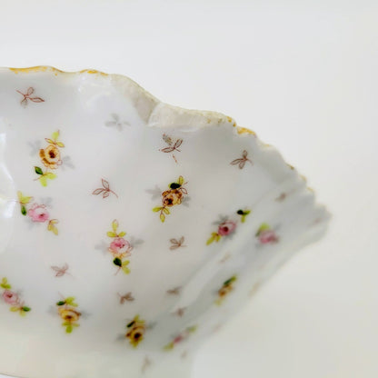 Vienna Porcelain Chintz Floral Leaf Bowl, Made in Austria