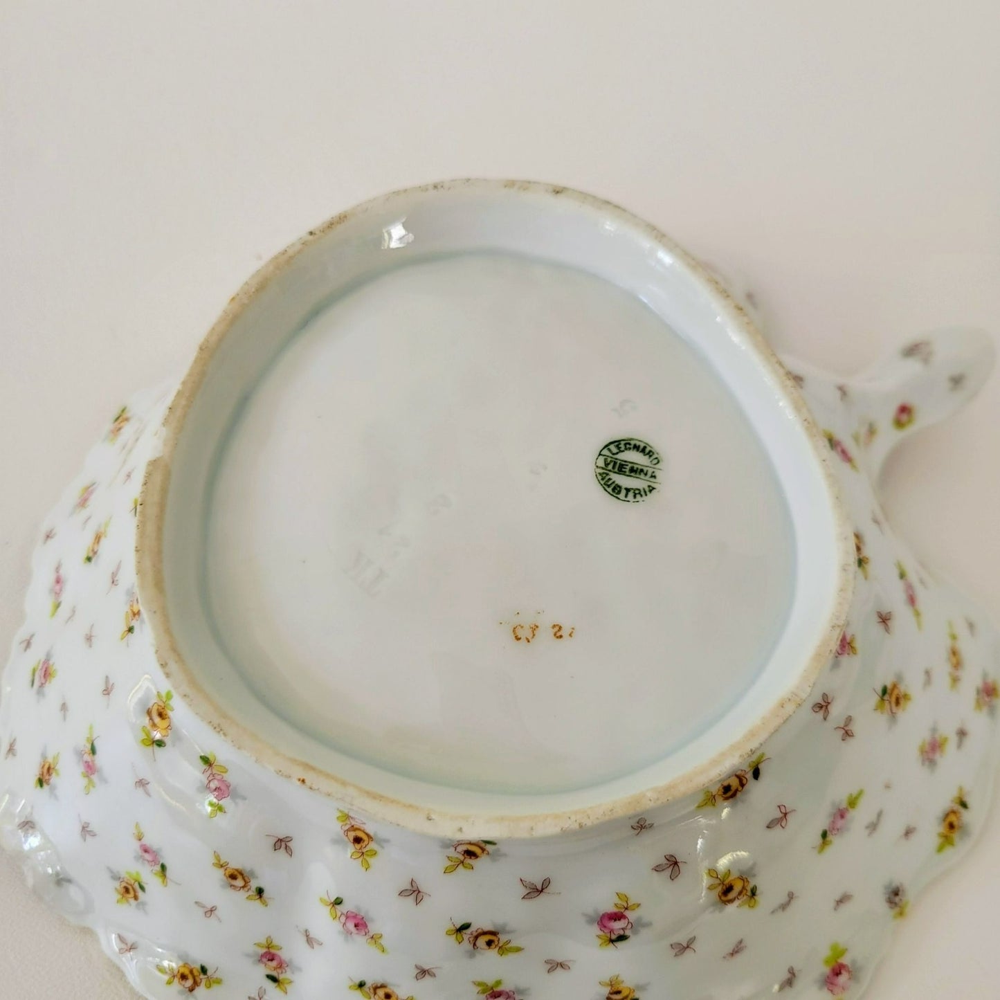 Vienna Porcelain Chintz Floral Leaf Bowl, Made in Austria