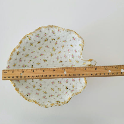 Vienna Porcelain Chintz Floral Leaf Bowl, Made in Austria